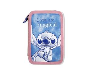 Disney 2 Zip Pencil Case With Stationary Stitch Set ST00024