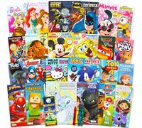 Disney 24 Bulk Coloring Books for Kids Ages 4-8 - Assorted 24 Licensed Coloring Activity Books for Boys, Girls | Bundle with Full-Size Pages, Crayons, Stickers, Games, Puzzles, More (No Duplicates)