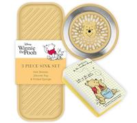 Disney 3-in-1 Kitchen Sink Accessories Set - Sink Drain Strainer, Dish Sponge, & Silicone Sink Tray - Featuring Stitch & Winnie The Pooh