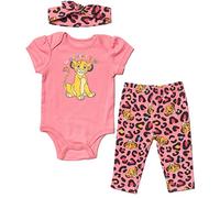 Disney 3 Piece Minnie Mouse Set for Girls: Cute Jumpsuit, Fashion Trousers, Headband, Lion King, 12 Months
