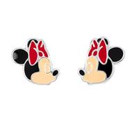 Disney 925 Sterling Silver Kissing Minnie Mouse Enamel Stud Earrings for Girls