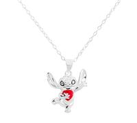 Disney 925 Sterling Silver Stitch Love Heart Pendant Necklace for Girls