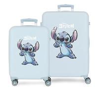 Disney Adorable Stitch Moods Cabin Suitcase Rigid ABS Side Combination Lock 4 Double Wheels Hand Luggage, Make A Face, Standard Size, Suitcase Set