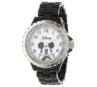 Disney Adult Enamel Sparkle Analog Quartz Bracelet Watch, Black, Mickey Enamel Watch