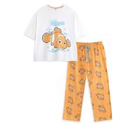 Disney Finding Nemo Women's Short Sleeve Long Leg Pyjama Set | Orange Animal Print Sleepwear & Loungewear | Crew Neck PJs for Relaxation & Bedtime | Finding Nemo Merch - Small