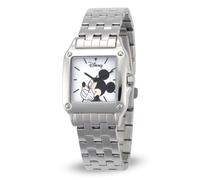 Disney Adult Square Analog Quartz Watch, Silver, Mickey