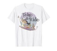 Disney Aladdin And Jasmine Take A Ride Circle Portrait T-Shirt, Men, White, Medium
