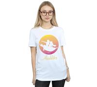 Disney Aladdin Flying Sunset Cotton Boyfriend T-Shirt In White White XL