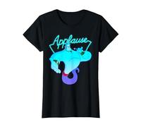 Disney Aladdin Genie Applause Neon Light Graphic Tee T-Shirt, Women, Black, Large