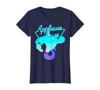 Disney Aladdin Genie Applause Neon Light Graphic Tee T-Shirt, Women, Navy Blue, Small