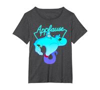 Disney Aladdin Genie Applause Neon Light Graphic Tee T-Shirt, Women's Plus, Dark Heather Grey, 4X