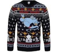 Disney Aladdin Genie Knitted Jumper - Officially Licensed Unisex Adults Christmas Sweater for Disney Fans (UK, Alpha, L, Regular, Regular)