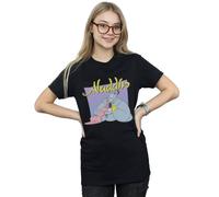 Disney Women's Aladdin Genie Wishing Dude Cotton Boyfriend T-Shirt in Black | Size: 4XL Disney Black 4XL