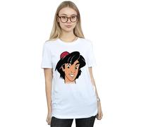 Disney Aladdin Headshot Cotton Boyfriend T-Shirt In White White 4XL