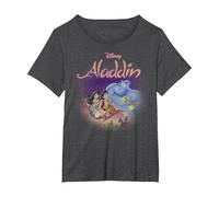 Disney Aladdin Magic Carpet Movie Cast T-Shirt, Women's Plus, Dark Heather Grey, 2X