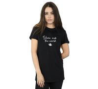 Disney Women's Aladdin Show Me The World Cotton Boyfriend T-Shirt in Black | Size: Large Disney Black L