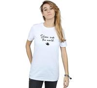 Disney Women's Aladdin Show Me The World Cotton Boyfriend T-Shirt in White | Size: 3XL Disney White 3XL