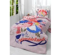 Disney Home Alice in Wonderland Reversible Two Sided Duvet Cover Set,100% Cotton, Single Size,2 Pieces,135x200cm+50x70cm (54"x79" inches)