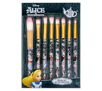 Disney Alice in Wonderland 8-Piece Makeup Brushes Set for eyeshadow, highlighter, blush, Soft Hairs, Makeup Kit for Girls 8+, by Townley Girl