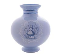 Disney - Alice In Wonderland - Blue Ceramic Glazed Vase Pot Style - Alice & Roses Motif - Decor and Homeware for Movie Lovers, Bedroom, Kitchen, Bathroom & Dining Room. H:18cm x W:15cm x D:15cm.