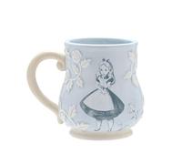 Disney - Alice in Wonderland - Ceramic Blue Embossed Mug - Alice - 'What Kind of Garden Do You Come from?' Decor & Homeware for Kitchen, Garden Party Serving & Dining H: 10cm x W: 12cm x D: 9cm.