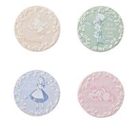 Disney - Alice in Wonderland - Ceramic Blue, Pink, Green & Cream Coasters - Alice, Mad Hatter, Cheshire Cat & White Rabbit - Decor & Homeware for Kitchen, Garden Party & Dining W: 10cm x D: 10cm.