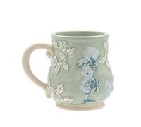 Disney - Alice in Wonderland - Ceramic Green Embossed Mug - Mad Hatter - 'You Can Always Take More Than Nothing' Decor & Homeware for Kitchen, Garden Party Serving & Dining H: 10cm x W: 12cm x D: 9cm.