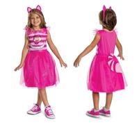 Disney Alice in Wonderland Cheshire Cat Costume, 5-6 Years | Officially Licensed by Disguise, Cheshire Cat Pink Dress with Tail & Ear Headband, Glitter Skirt, for Girls 3-4 & 5-6 Years