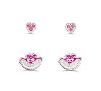 Disney Alice in Wonderland Cheshire Cat Heart Sparkling Stone 2 Pair Stud Earrings