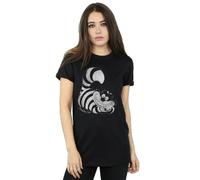 (3XL, Black) Disney Womens/Ladies Alice In Wonderland Mono Cheshire Cat Cotton Boyfriend T-Shirt