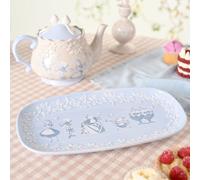 Disney - Alice in Wonderland - Ceramic Serving Plate - Alice, Mad Hatter, White Rabbit & Red Queen - Decor and Homeware for Garden Party Serving & Dining. H: 3cm x W: 30cm x D: 17cm