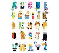 Disney Alphabet Canvas Print, Polyester, Multi-Colour, 40 x 50 cm