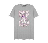 Disney Women's Short Sleeve Nightdress Lilo & Stitch Always Sleepy Angel Graphic Grey Small