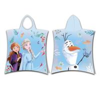 Disney Anna Elsa and Olaf Autumn Leaves Magic and Magic Children's Hooded Bath Poncho 50 x 115 cm 100% Cotton, blue