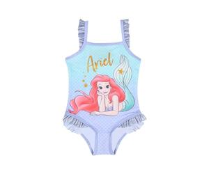 Disney Ariel Mermaid Toddler Swimsuit, Personalized One Piece with Shimmery Frill, 82% Recycled Polyester (UK, Age, 2 Years, 3 Years, Regular, Polyester Blend) Blue