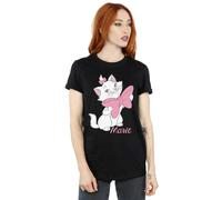 (4XL, Black) Disney Womens/Ladies Aristocats Marie Bow Cotton Boyfriend T-Shirt