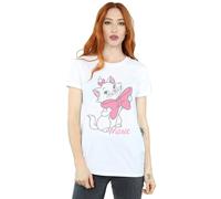 Disney Women's Aristocats Marie Bow Cotton Boyfriend T-Shirt in White | Size: Medium Disney White M