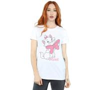 Disney Women's Aristocats Marie Bow Cotton Boyfriend T-Shirt in White | Size: 5XL Disney White 5XL