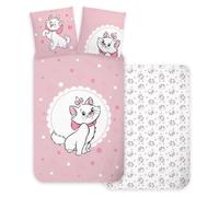 Disney Aristocats Marie Cat Cot Size Bedding Set | Duvet Cover 100x135 cm + Pillowcase 40x60 cm | 100% Cotton | Soft Bedlinen Set for Baby or Small Bed | Child-safe & Breathable Cot Bedding