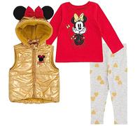 Disney Baby Girl Minnie Mouse 3 Piece Set: Vest T-Shirt Legging Red/Yellow 12 Months