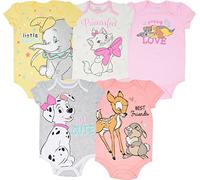 Disney Baby Girls 5 Pack Bodysuits 101 Dalmations Dumbo Bambi Aristocats 0-3 Months