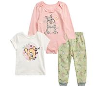 Disney Baby Girls' Layette Set - 3 Piece Minnie Mouse, Bambi, Winnie the Pooh Bodysuit, T-Shirt, and Sweatpants (0-24M), Size 3-6 Months, Bambi