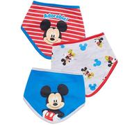 Disney Baby Bandana Bibs Mickey Mouse - 3-Pack Unisex (Blue/Red/Grey, 0-12M)