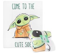 Disney Baby Yoda Fleece Bed Blanket Soft Grogu Bed Throw Bedroom Decor Plush Throw Mandalorian Comforter 150 x 130cm for Bedroom Travel Sleepovers (Green Baby Yoda)