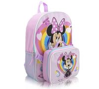 Disney Backpack for School and Lunch Box for Kids | Kids Knapsack and Insulated Lunch Bag Lunch Box for Girls, Boys, Toddlers, Minnie Mouse, 15", Daypack Backpacks