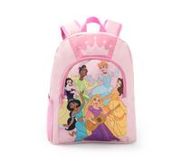 Disney Princess Snow White Cinderella Pink Backpack | Girls School Rucksack with Crown Design, Padded Straps & Zip Pockets | Kids Back to School Bag Merch