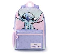 Disney Lilo & Stitch Girls Backpack | Purple & Pink Rucksack with Adjustable Straps | Cute Practical & Organised Luggage Sports School Bag For Kids | Movie Series Merchandise Gift