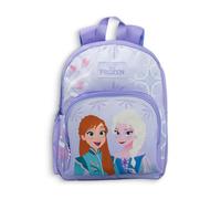 Disney Frozen Girls Purple Backpack | Anna & Elsa Graphic Rucksack with Padded Straps | Zip-Up School Bag with Front Pocket & Mesh Panel Merch