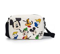 Disney Bag, Cross Body, Rectangle, Disney Mickey and Friends Fab Four Expressions All Over, White, Vegan Leather, Mickey and Friends