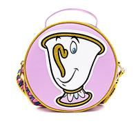 Disney Bag, Crossbody, Round, Beauty and the Beast Chip Poses, Lavender, Vegan Leather, Pink, 8.0" x 8.0"